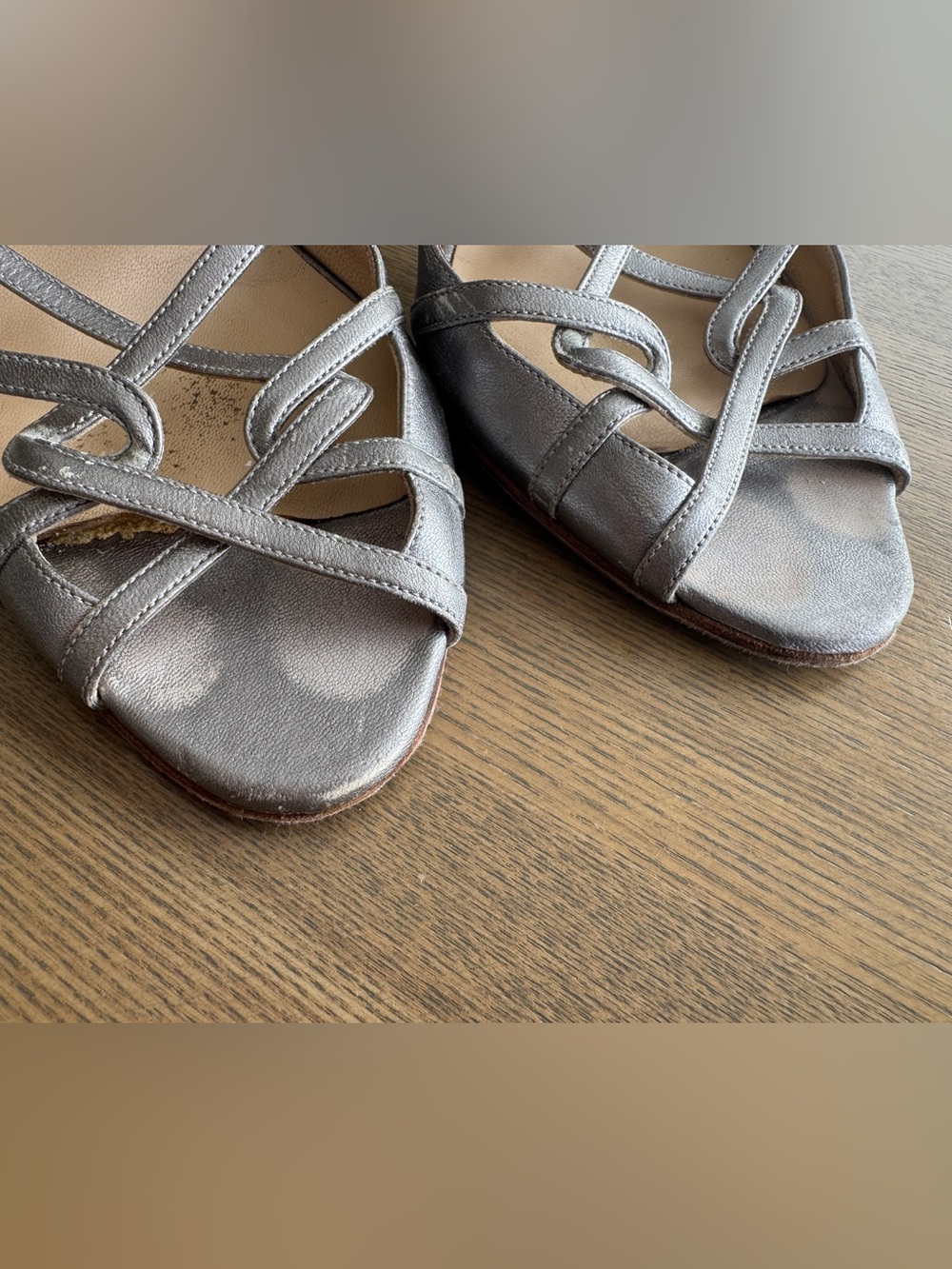 Jimmy Choo Metallic Silver Strappy High Heel Sandals - Picture 7 of 7